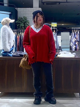 「PAGEBOY（ページボーイ）のリップスキニーデニム（デニムパンツ）」を使った、miii.さん（レディース・151cm）の秋コーディネート