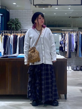 「PAGEBOY（ページボーイ）のラインフリンジティアードスカート/フリルスカート【ウエストゴム・ストレスフリー】（スカート）」を使った、miii.さん（レディース・151cm）の秋コーディネート