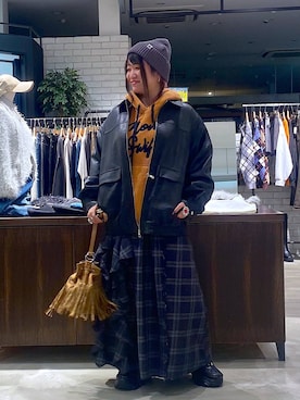 「アイテム（ニットキャップ/ビーニー）」を使った、miii.さん（レディース・151cm・30代）の秋コーディネート