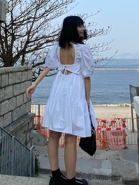 「oversize」｜「アイテム（ワンピース/ドレス）」を使った、Cyanさん（レディース・154cm）の春コーディネート