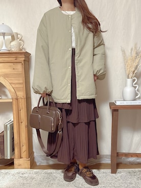 「アイテム（ダウンジャケット/コート）」を使った、hi_roさん（レディース・160cm）の秋コーディネート