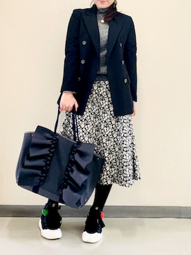 「H&M（エイチ・アンド・エム）のアイテム（テーラードジャケット）」を使った、halm19さん（レディース・163cm）の冬コーディネート