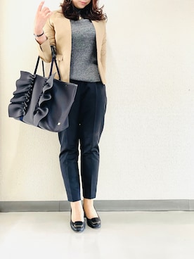 「NOLLEY’S Sophi（ノーリーズソフィ）のアイテム（ノーカラージャケット）」を使った、halm19さん（レディース・163cm）の冬コーディネート