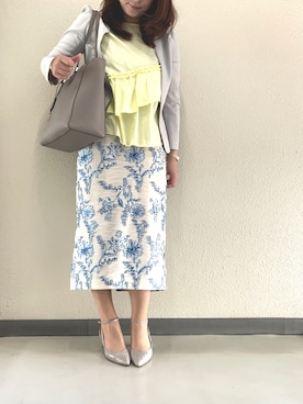 「黄色コーデ」｜「アイテム（ジャケット/アウター）」を使った、halm19さん（レディース・163cm）の夏コーディネート