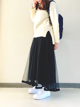 halm19 is wearing MAJESTIC LEGON "チュール×ベロアプリーツスカート"