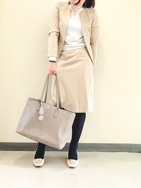 「NOLLEY’S（ノーリーズ）のアイテム（ノーカラージャケット）」を使った、halm19さん（レディース・163cm）の冬コーディネート