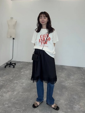 「LEPSIM（レプシィム）のフラットベルトサンダル　670496（サンダル、その他）」を使った、mizkさん（レディース・162cm）の夏コーディネート