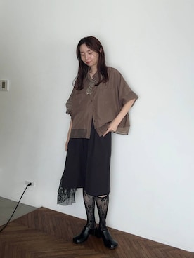「LEPSIM（レプシィム）の調光ファッショングラス　451342（メガネ）」を使った、mizkさん（レディース・162cm・30代）の夏コーディネート