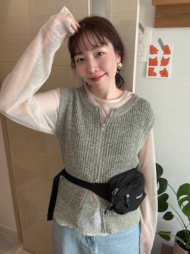 「LEPSIM（レプシィム）のシアープリーツデザインプルオーバー　639389（Tシャツ/カットソー、ホワイト系）」を使った、mizkさん（レディース・162cm）の春コーディネート