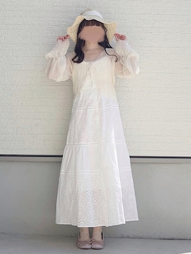 「麦わら帽子」｜「アイテム（バレエシューズ）」を使った、yuririn*さん（レディース・156cm）の夏コーディネート