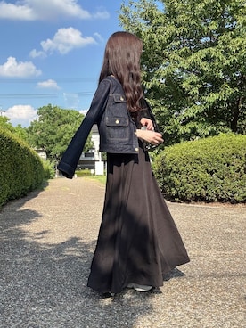 「アイテム（デニムジャケット）」を使った、yuririn*さん（レディース・156cm）の夏コーディネート