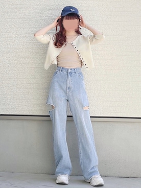 「Kastane（カスタネ）のカップ付きブラキャミ（キャミソール）」を使った、yuririn*さん（レディース・156cm）の夏コーディネート