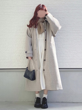 「アイテム（ステンカラーコート）」を使った、yuririn*さん（レディース・156cm）の冬コーディネート