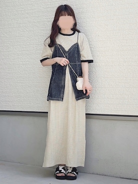 「GRL（グレイル）の2Wayキルティングがま口ミニバッグ（ショルダーバッグ）」を使った、yuririn*さん（レディース・156cm）の夏コーディネート