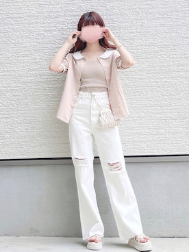 「Kastane（カスタネ）のカップ付きブラキャミ（キャミソール）」を使った、yuririn*さん（レディース・156cm）の夏コーディネート