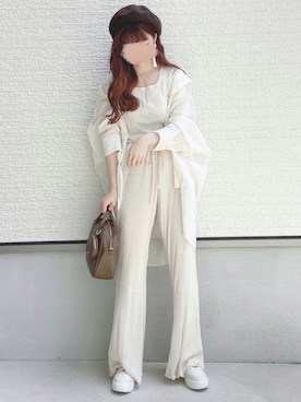 「消えそうな色コーデ」｜「アイテム（ハンチング/ベレー帽）」を使った、yuririn*さん（レディース・156cm）の夏コーディネート