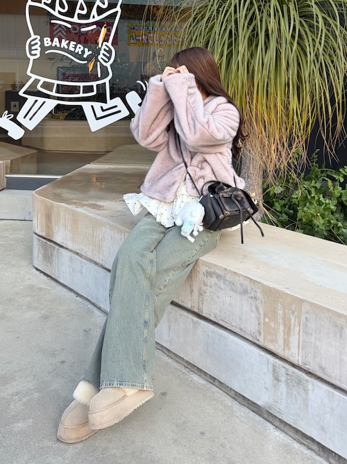 セール】ステンカラーショートファーコートジャケット（ステンカラー