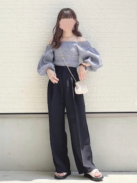 「GRL（グレイル）の2Wayキルティングがま口ミニバッグ（ショルダーバッグ）」を使った、yuririn*さん（レディース・156cm）の夏コーディネート