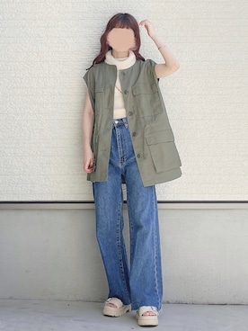 「タックイン」｜「アイテム（ミリタリージャケット）」を使った、yuririn*さん（レディース・156cm）の夏コーディネート