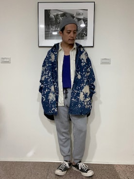 「N.HOOLYWOOD（N.ハリウッド）のアイテム（ニットキャップ/ビーニー）」を使った、yunawsiliさん（メンズ・166cm）の冬コーディネート