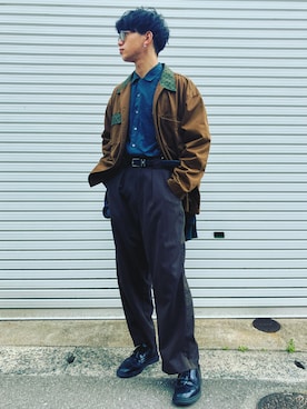 「UNIVERSAL OVERALL（ユニバーサルオーバーオール）のアイテム（ジャケット/アウター）」を使った、リョーガさん（メンズ・180cm）の秋コーディネート