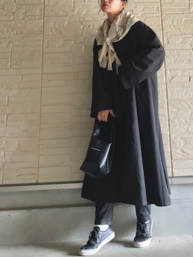「ECRIRE（エクリール）のアイテム（ステンカラーコート）」を使った、AKARIさん（レディース・163cm）の冬コーディネート