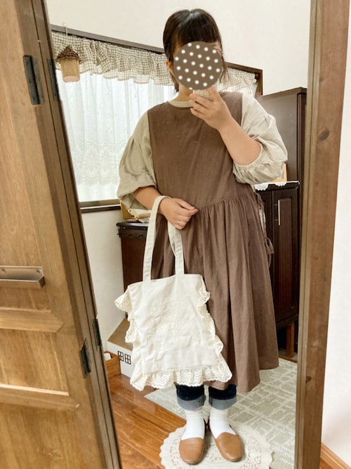 ♪526 スタディオクリップ 秋冬素材 濃グレー サイドリボンワンピ