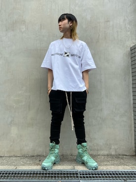 「DANKE SCHON（ダンケシェーン）のDankeSchon/ダンケシェーン/バイオウォッシュフラップパンツ（その他パンツ）」を使った、ながさきたいがさん（メンズ・169cm）の夏コーディネート