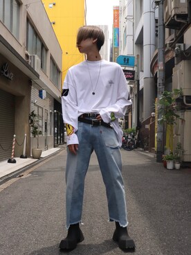 「WE11DONE（ウェルダン）のアイテム」を使った、ながさきたいがさん（メンズ・169cm）の夏コーディネート