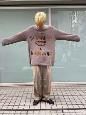 「DANKE SCHON（ダンケシェーン）のアイテム（スラックス）」を使った、ながさきたいがさん（メンズ・169cm）の冬コーディネート