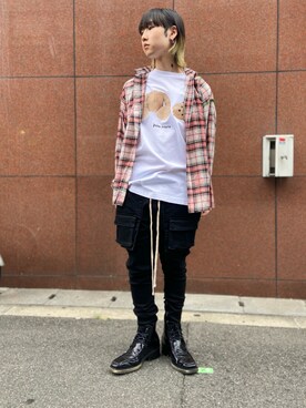 「DANKE SCHON（ダンケシェーン）のDankeSchon/ダンケシェーン/バイオウォッシュフラップパンツ（その他パンツ）」を使った、ながさきたいがさん（メンズ・169cm）の夏コーディネート