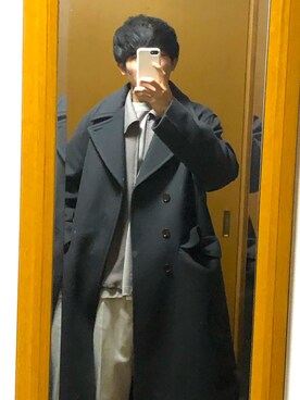 「LIDNM（リドム）のアイテム（チェスターコート）」を使った、YuTaさん（メンズ・170cm）の冬コーディネート