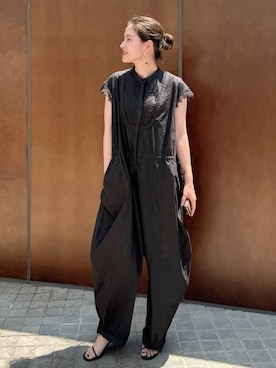 「アイテム（つなぎ/オールインワン、ブラック系）」を使った、i_am_hrkさん（レディース・157cm）の夏コーディネート