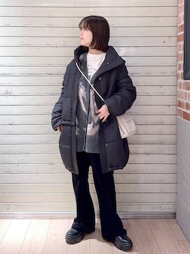 「ベーシック/シンプル」｜「アイテム（ライダースジャケット）」を使った、aiさん（レディース・151cm）の冬コーディネート