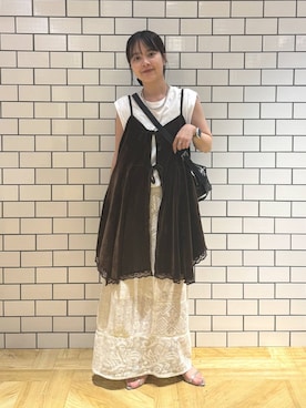 「LOWRYS FARM（ローリーズファーム）のポインテッドナローサンダル  287486（サンダル）」を使った、aiさん（レディース・151cm・20代）の夏コーディネート