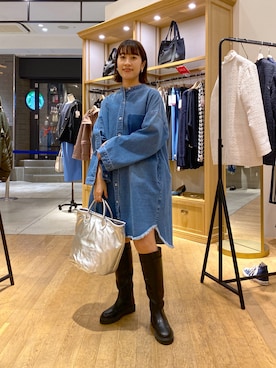 「春ワンピ」｜「アイテム（シャツワンピース）」を使った、numaさん（レディース・153cm）の冬コーディネート