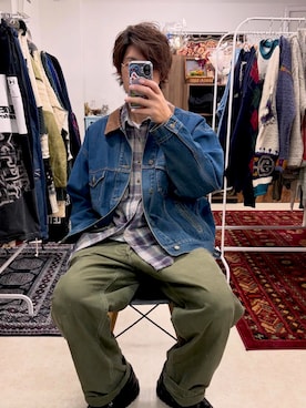 「アイテム（デニムジャケット）」を使った、ミズシーさん（メンズ・183cm）の秋コーディネート