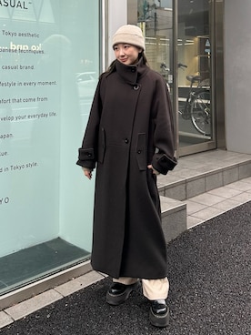 「PUBLIC TOKYO（パブリックトウキョウ）のアイテム（ステンカラーコート）」を使った、ｎａｎａさん（レディース・152cm）の秋コーディネート