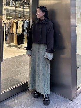 「PUBLIC TOKYO（パブリックトウキョウ）のアイテム（ステンカラーコート）」を使った、ｎａｎａさん（レディース・152cm）の秋コーディネート