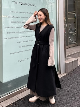 「PUBLIC TOKYO（パブリックトウキョウ）のアイテム（ステンカラーコート）」を使った、ｎａｎａさん（レディース・152cm）の秋コーディネート
