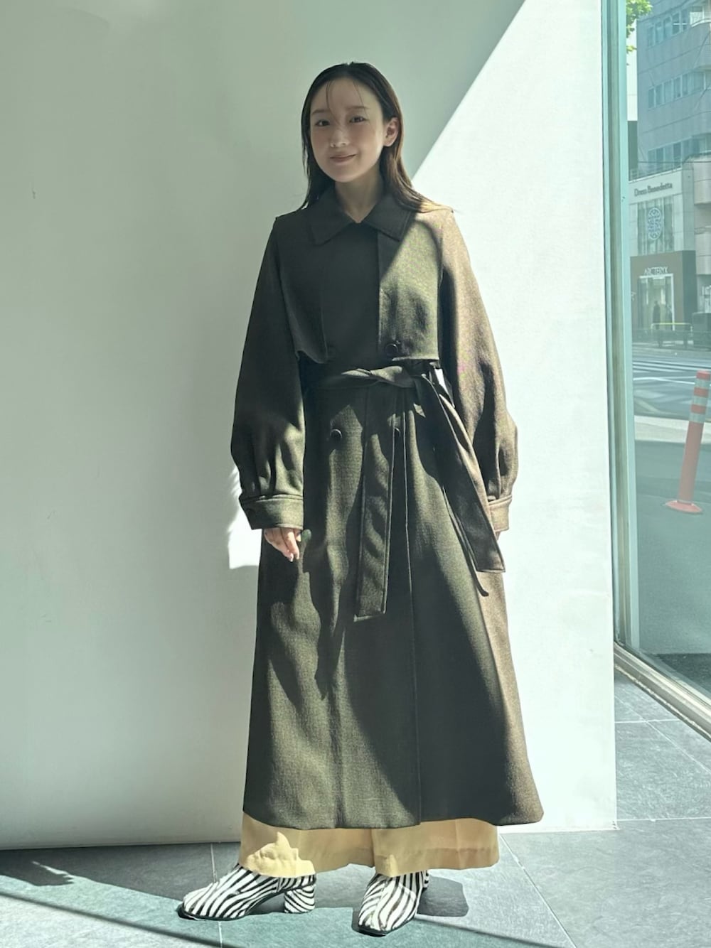 「トレンチコート、PUBLIC TOKYO、秋コーデ」｜「PUBLIC TOKYOのオーバーヨークトレンチコート（トレンチコート、その他）」を使った、ｎａｎａさん（レディース・152cm）の秋コーディネートの1枚目の写真