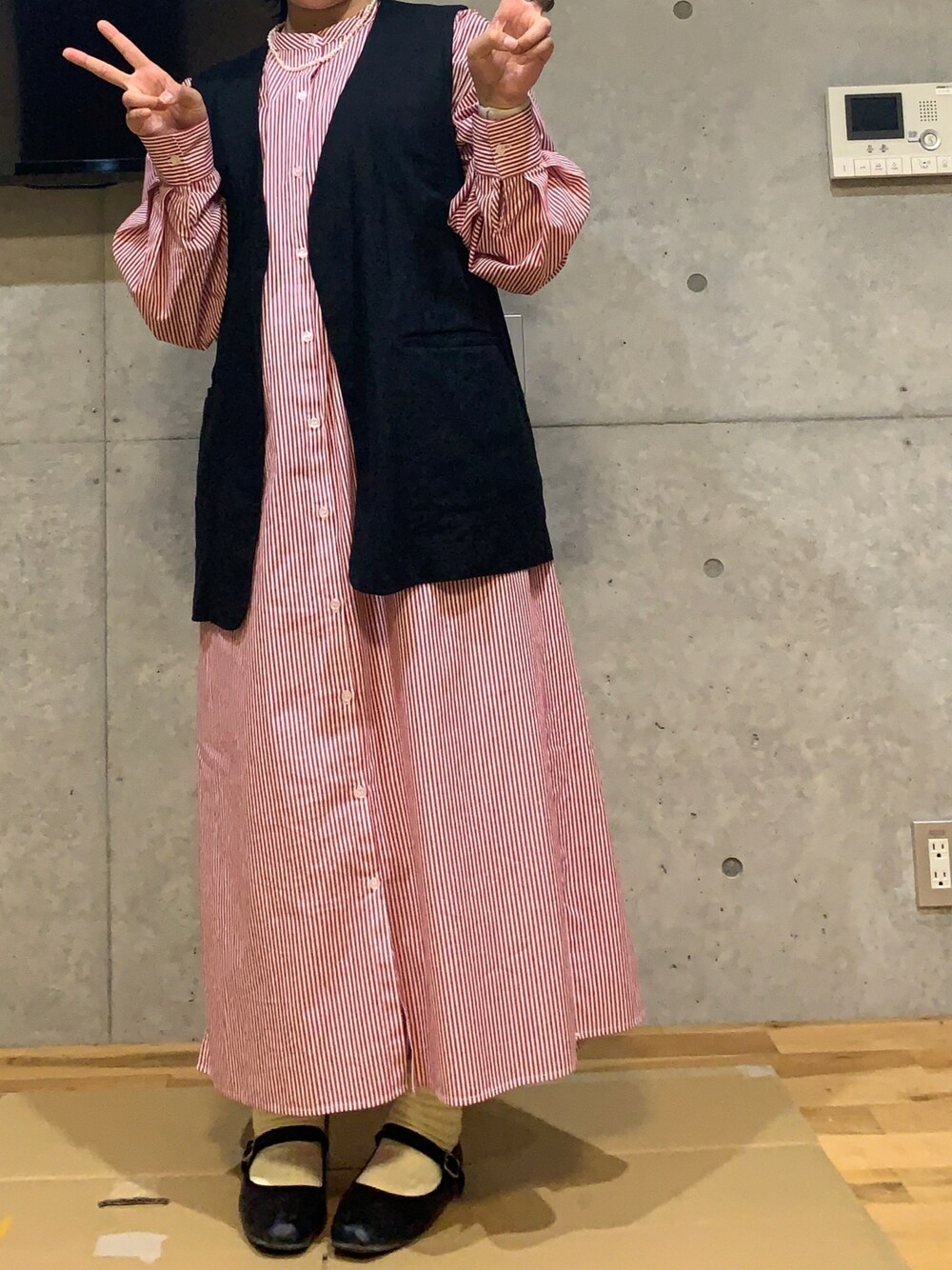 「お花見コーデ、春コーデ」｜「SVECのスクエアトゥ カンフーシューズ / SVEC シュベック（パンプス、ブラック系）」を使った、yu_chanさん（レディース・163cm）の春コーディネートの1枚目の写真
