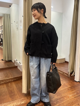 「イチ推しジャケットスタイル」｜「アイテム（トートバッグ）」を使った、久木 美音さん（レディース・157cm）の秋コーディネート