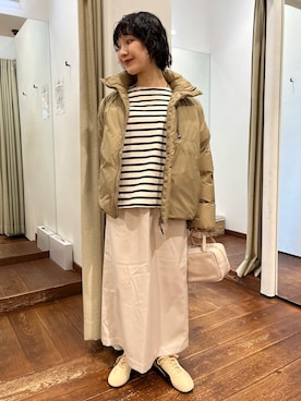 「アイテム（ボストンバッグ）」を使った、久木 美音さん（レディース・157cm）の秋コーディネート