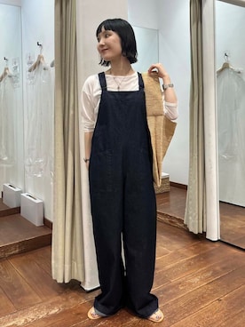 「バッグ」｜「アイテム（オールインワン・サロペット）」を使った、mion hisakiさん（レディース・157cm）の夏コーディネート