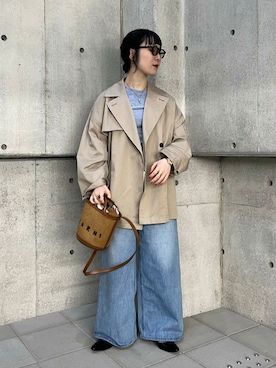 「アーバンリサーチ」｜「アイテム（トレンチコート）」を使った、mion hisakiさん（レディース・157cm）の冬コーディネート
