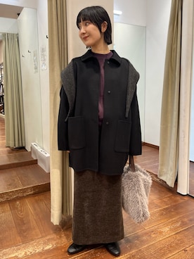 「冬の注目アウター」｜「アイテム（ジャケット/アウター）」を使った、久木 美音さん（レディース・157cm）の秋コーディネート