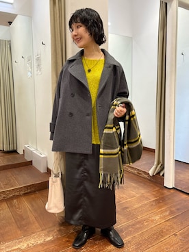 「アイテム（ジャケット/アウター、グレー系）」を使った、久木 美音さん（レディース・157cm）の秋コーディネート