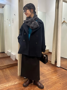 「アイテム（ブーツ）」を使った、久木 美音さん（レディース・157cm）の秋コーディネート