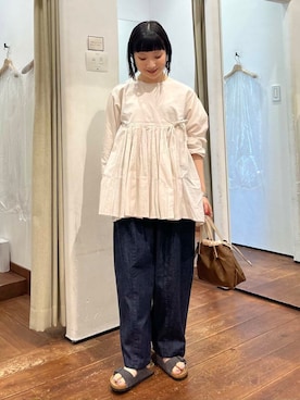 「クロップドパンツ」｜久木 美音さん（レディース・157cm）の夏コーディネート